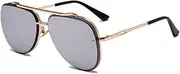 [HAZARA] Gradient Lens Sunglasses for Men and Women Fashion Retro Street Shooting Metal Frame PC Sunglasses (Color : 6)