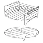 2 Pcs Air Fryer Basket Stainless Steel Silver Manual Easy Clean Non Stick Round