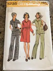 1973 SIMPLICITY #5735 - LADIES RETRO DRESS - TUNIC & PANTS PATTERN 18½ FF