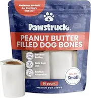 Peanut Butter Filled Dog Bones - [3 Long] Stuffed Bulk Femur Dog Dental Treats & Chews, Made in USA, American Made