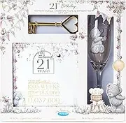 Me to You Tatty Teddy 21st Plaque, Glass and Key Gift Set- Official Signature Collection, White