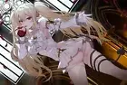Anime girls twintails blonde pointy ears apples Playmat Gaming Mat Desk