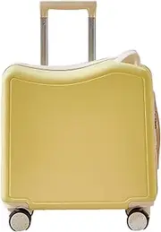 [MagiDeal] Kids Ride on Suitcase Carry on Size Quiet Gift Trolley Luggage Road Essential Travel Luggage with Wheels for Camping Children, Yellow