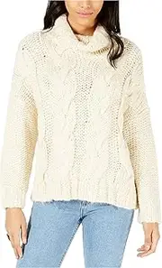 [Moon River] Women's Cable Knit Turtleneck Sweater