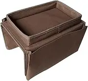 Couch Chair Armrest Storage Bag， Couch Caddy Armchair Hanging Storage Bag Sofa Space Saver Arm Rest Chair Organiser with Cup Holder Tray(Coffee)