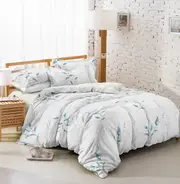 Botanist Light Sky Blue Floral 5 piece bedding set DOUBLE, QUEEN, KING (Quilt Cover, Flat Sheet, Fitted Sheet, 2 Pillow Cases)
