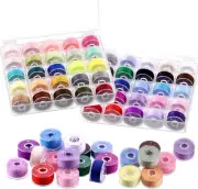 50Pcs 50 Colors Polyester Prewound Bobbins Sewing Set with Bobbin Box, Sewing