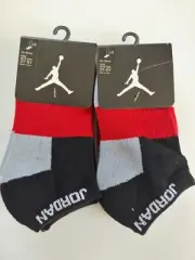 New Nike Air Jordan No Show Socks Lot Size 3Y 5Y 7-9 S Black White Boys Kids