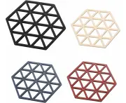 4pcs Hexagon Silicone Mat Heat Resistant Table Mat Silicone Protector Kitchen Tripod Kitchen Counter Coaster