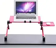 Adjustable Lightweight Laptop Desk with Cooling Fan and Mouse Board Ideal for Home and Travel Use Black (Rose Red)