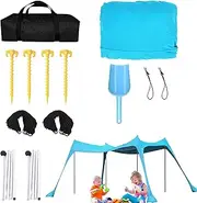 Beach Canopy Shade Tent | Sunproof Cabana Yard Shelter with 4 Sandbags - Easy Setup Outdoor Cabana Tent for Picnics, Fishing, Beach, Backyard