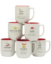 Certified International Christmas Fun Red Sayings Mugs (Set of 6)