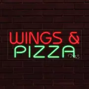 NEW "WINGS & PIZZA" 30x12x1 INCH LED FLEX WINDOW/WALL INDOOR SIGN 31506