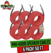 1/4 Plug Speaker Cables | 50FT DJ PA Pro Audio Red Patch Cords Male Jack 12 AWG