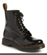 Dr. Martens 1460 Women's Lace Up Boots Black Distressed Patent Leather Size US 7