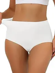 [Allegra K] Women's Elastic High-Waisted Brief Breathable Invisible Hipster Underwear