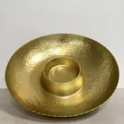 Garden Cottage Gilded Round Chip & Dip Gold Bowl Party Summer Fun Family SZ 0S