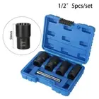 5PCS Drive Twist Socket Set Lug Nut Removal Extractor Tool Bolt Lock Nut Remover