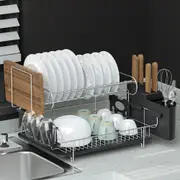 2 Tiers Cefito Dish Rack Silver and Black