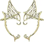[Zhang shine] 2Pcs Gothic Piercing Elf Ear Cuff Wrap Stud Earring, Hollowed Cat Ear Wrap Pierced Fake Earrings Vintage Costume Cosplay Punk Jewelry for Teen Womens