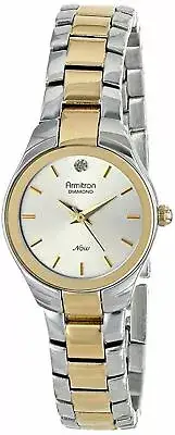 NEW Armitron 75/5199SVTT Womens Silver Sunray Dial Two Tone Brass Bracelet Watch