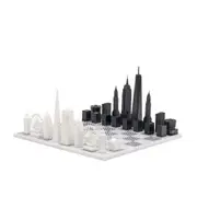 SKYLINE CHESS Chess Set Acrylic LONDON vs NEW YORK with Marble Hatch Board in White at Nordstrom
