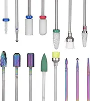 Labymos 15pcs Nail Drill Bits Set 3/32'' Tungsten Carbide Diamond Ceramic Nail Drill Bits for Acrylic Gel Nails Electric Nail File Bit Cuticle Remover Mani Pedi Tool with Plastic Storage Case Home Sal