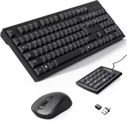 Wireless Keyboard and Mouse Combo-Full Size QWERTY Layout 2.4G Stereo Keycap ...