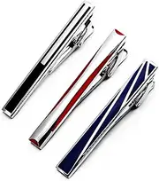 [Gleensttys] 3PCS Wedding Tie Clips For Men Black Blue Red Enamel Tie clips,Cool Gifts For Men, 2.2 in, Non-Precious Metal, No Gemstone