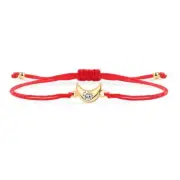 Tiny Gold Moon Charm Red String Protection Bracelet