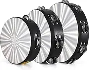 3 Pack Tambourine for Adults ，Percussion Instruments, Hand Bells, Premium Wooden Reflective Metal bells,Perfect for Home Schoolers and Music Lovers
