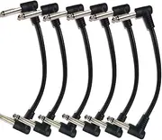 Guitar Pedal Cable Set, 6-Pack, Right Angle Connectors, Noise-Free Effect Cables