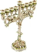 Hanukkah Menorah, Tree of Life Menorah 9-Branch Menorah Candle Holder Nine Branches Jerusalem Pillar Candle Stands Candlestick Table Centerpiece for Temple 22cm