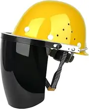 KiBcsLic Face Shield Headgear with Hard Hat for Welding And Heat Protection in Various Industries, Black visor