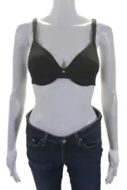 Natori Womens Lace Strapped Pure Luxe Custom Coverage Bra Black Size 30DD