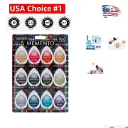 Memento Dew Drops Snow Cones Dye Inkpad Set - Fade Resistant 12-Piece Collection