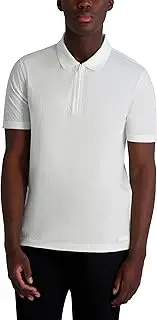 Karl Lagerfeld Paris Men's Basic 1/4 Zip Collared Short Sleeve Polo