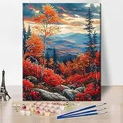 TUMOVO DIY Paint by Number Oregon Landscape, Paint by Numbers for Adults, Abstract Adult Paint by Numbers on Canvas, Mountains and Trees Paint by Numbers for Adults Beginner, 16x20 inch