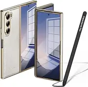 Galaxy Z Fold6 Case with Stylus Pen, z Fold 6 Cover with Built-in Front Screen Protector Anti Fingerprint PU Leather Case for Samsung Galaxy Z Fold6-White