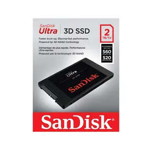 SanDisk Ultra 3D SSD 2.5吋 1TB 2TB 4TB SATAIII 固態硬碟