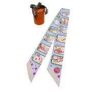 Unused HERMES Twilly Story Scarf Silk Blue Pale Rose Veil