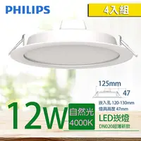 在飛比找PChome24h購物優惠-【PHILIPS 飛利浦】LED薄型崁燈 12W 自然光 4