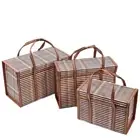 Rectangle Handheld Bamboo Basket Foldable Picnic Hamper for Snacks Fruits