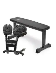 [PowerTrain] 2x 40kg Adjustable Dumbbells Weights and Stand w/10437 Adidas Bench