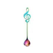 1x Musical Note Shaped Teaspoon Stainless Steel Coffee Milk Teaspoon - Rainbow