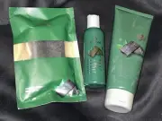 Arbonne Charcoal Cleansing 3 Piece Gift Set w/Bag Sponge Face Body Scrub NEW