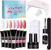 Poly Nail Kit,Extension Gel Set with UV Light Poly Nail Kit - Nude Thickening Solution Builder Toenail Art for Toe & Beauty Salon