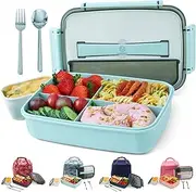 [MINCOCO] Bento Lunch Box Leak-proof Eco-Friendly Bento Box Food Storage Containers with Sauce Jar and Stainless Spoon&Fork for Adults Women Men Kids