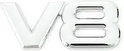NPZPTFVFNR Metal Car Sticker V6 V8 Rear Emblem Badge Decals Tail Trunk Sticker Fit for Benz Fit for AMG Fit for BMW Fit for Mazda(Silver)