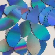 Feather Leaf Sequin 1" Light Blue Lazersheen Rainbow Metallic Made in USA